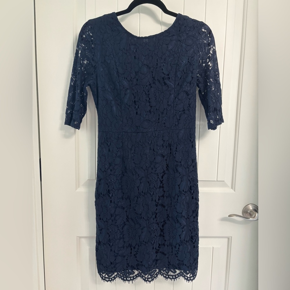 Sharagano Navy Lace Dress